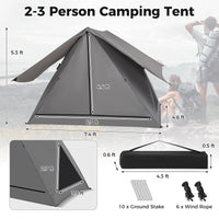 Tangkula Pop Up Camping Tent for 2-3 Person, 360° One-Way See-Through Backpacking Tent with Removable Rainfly