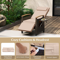 Tangkula Patio Wicker Recliner Chair w/Adjustable Backrest & Footrest