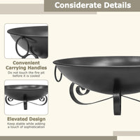 Tangkula 24 Inch Heavy-Duty Metal Fire Bowl with Handles for Outside Wood Burning