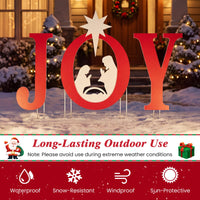 Tangkula 3 Pieces Outdoor Christmas Joy Nativity Yard Signs Decoration Set