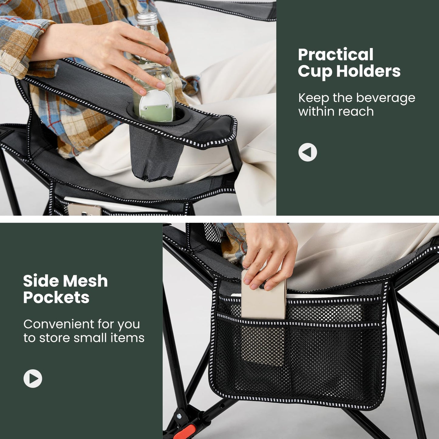 Tangkula Reclining Camping Chair with Removable Footrest