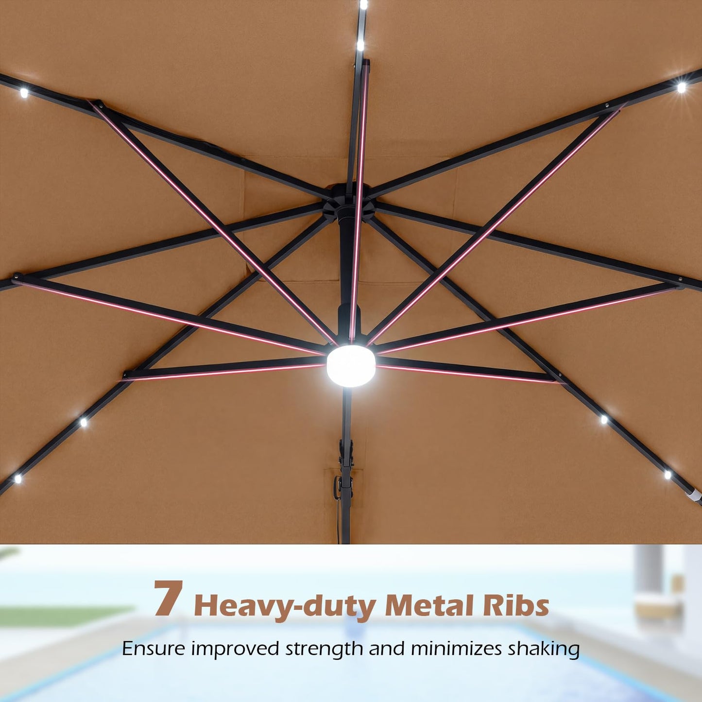 Tangkula 10ft Patio Umbrella with Solar Lights