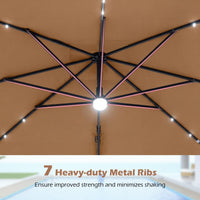 Tangkula 10ft Patio Umbrella with Solar Lights