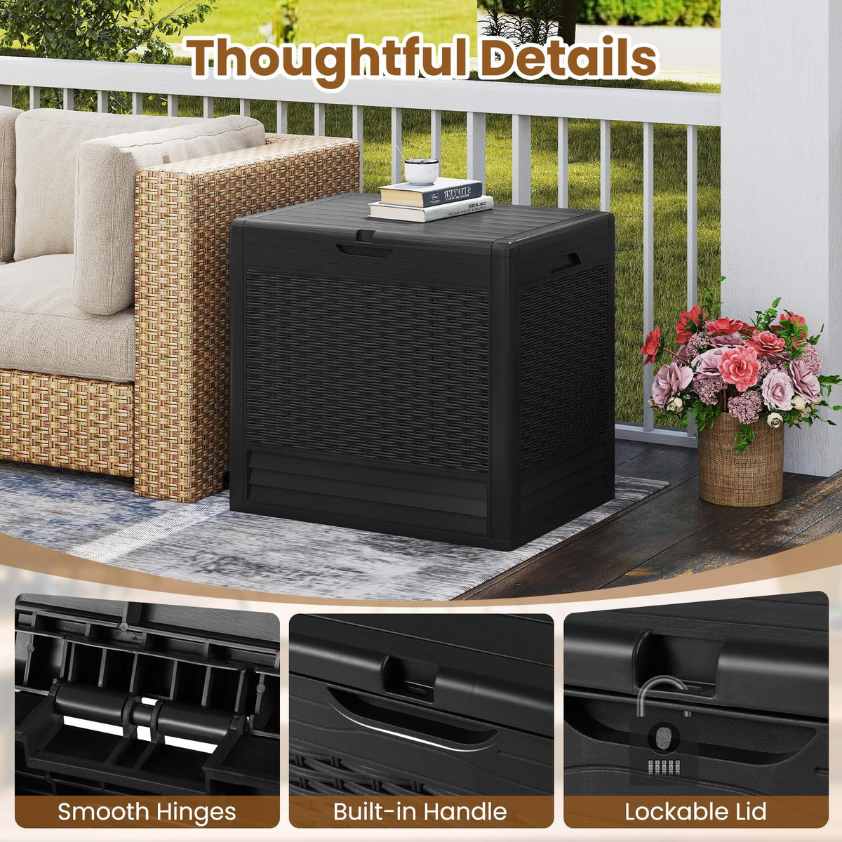 Tangkula 25 Gallon Waterproof Outdoor Storage Box with Lockable Lid