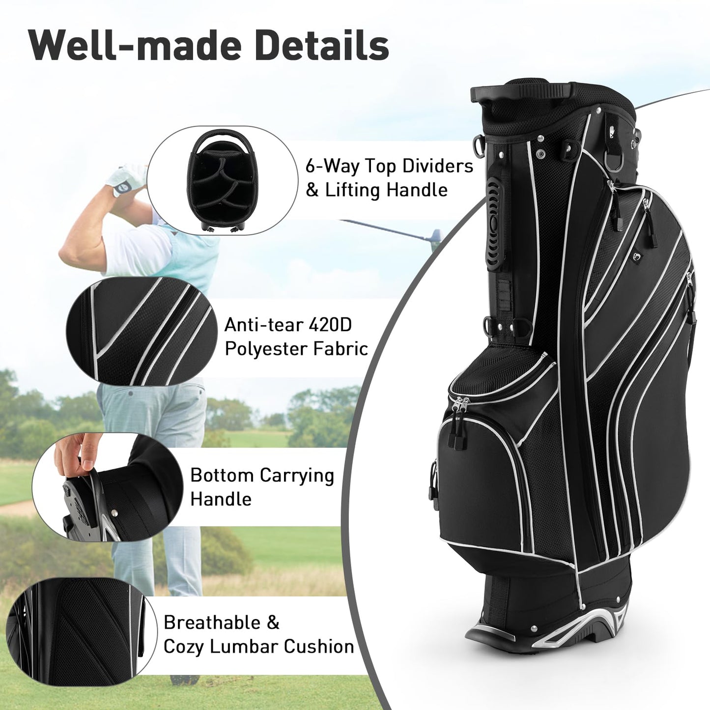 Tangkula Ensemble complet de 10 clubs de golf pour homme, droitier