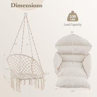 Tangkula Hanging Hammock Chair, Boho Style Macrame Hammock Swing with Soft Cushions, Tassels