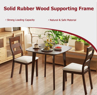 Tangkula Dining Table Set for 2, Kitchen Table and Chairs Set of 2 with Cushioned Seat