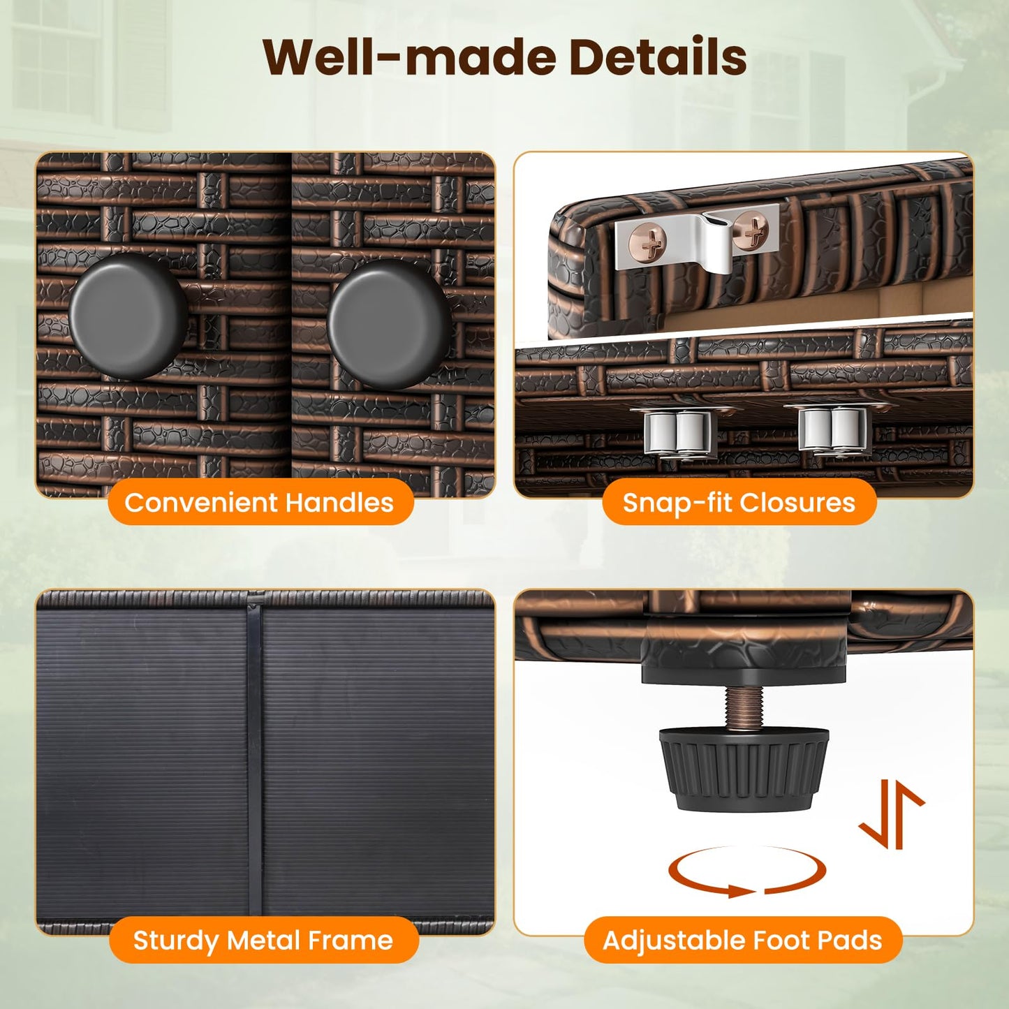 Tangkula Rattan Outdoor Storage Cabinet for Patio Garden Poolside