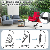 Tangkula Patio Egg Chair with Stand, Hanging Egg Swing Chair with Removable Pillow & Cushion