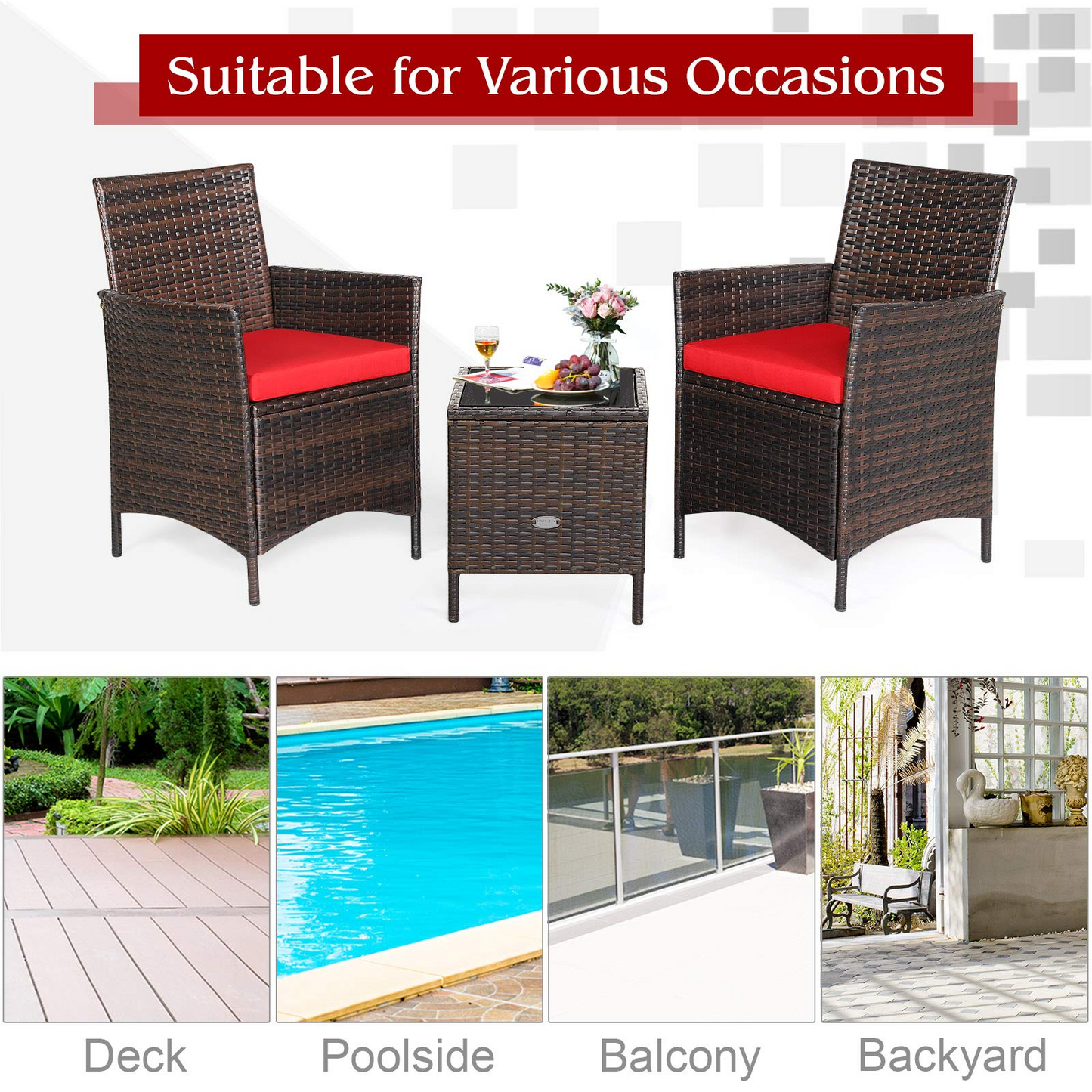 Tangkula 3-Piece Patio Conversation Set