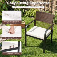 Tangkula PE Wicker Outdoor Dining Chairs Set of 4