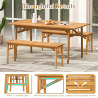 Tangkula 48” Long Patio Dining Bench with Slatted Seat
