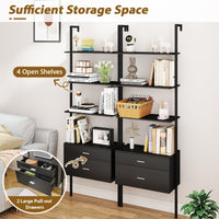 Tangkula Ladder Bookshelf with Storage Wall Mount Storage Bookcase(1/2)