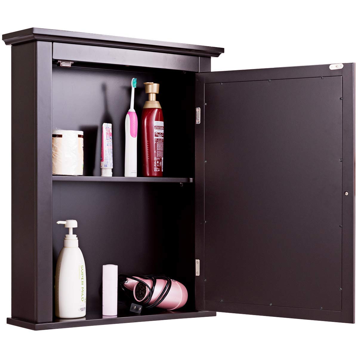 Tangkula Bathroom Cabinet with Mirror, Mirrored Wall-Mounted Storage Medicine Cabinet