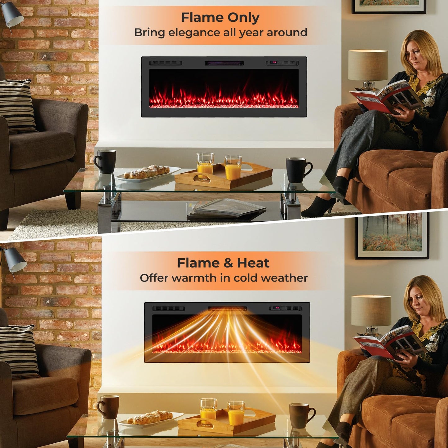 Tangkula 50” Wi-Fi Enabled Electric Fireplace