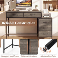 Tangkula Reversible Computer Desk with 5 Drawers (51-Inch)