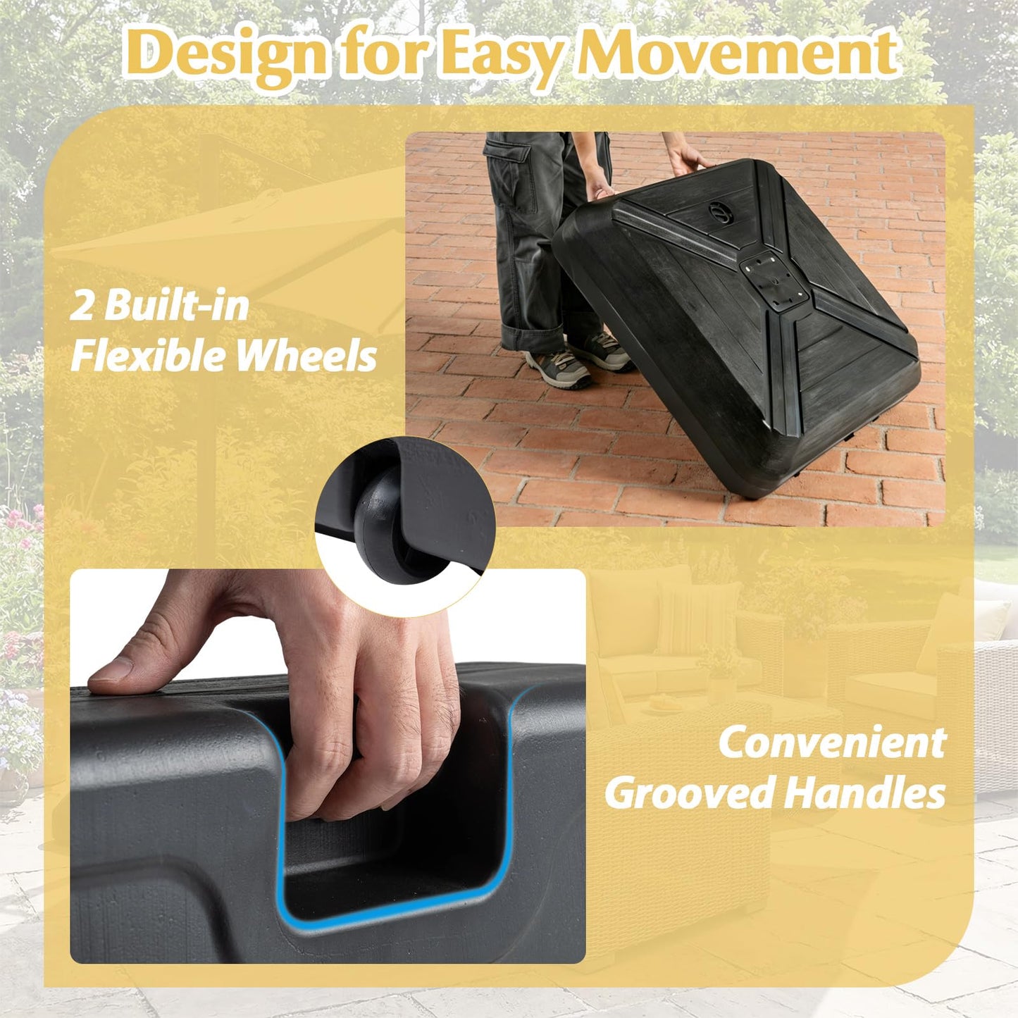 Tangkula Cantilever Umbrella Base with Wheels for Patio Backyard Poolside