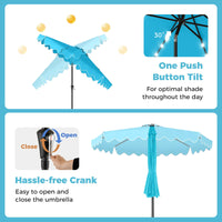 Tangkula 9 FT/10 FT Solar Patio Umbrella with Base Included 32 LED Lights