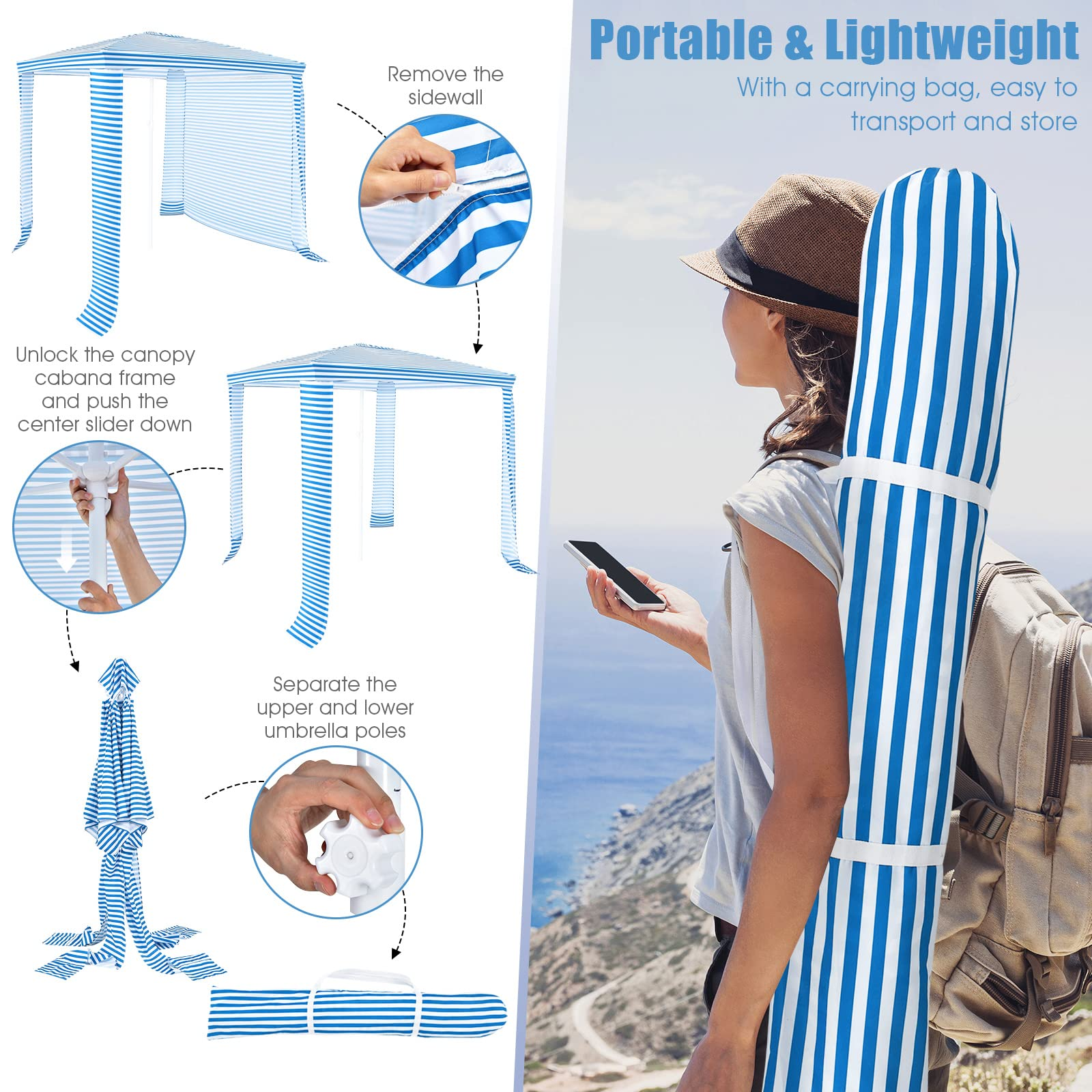 6.6' x 6.6' Foldable Beach Cabana - Tangkula