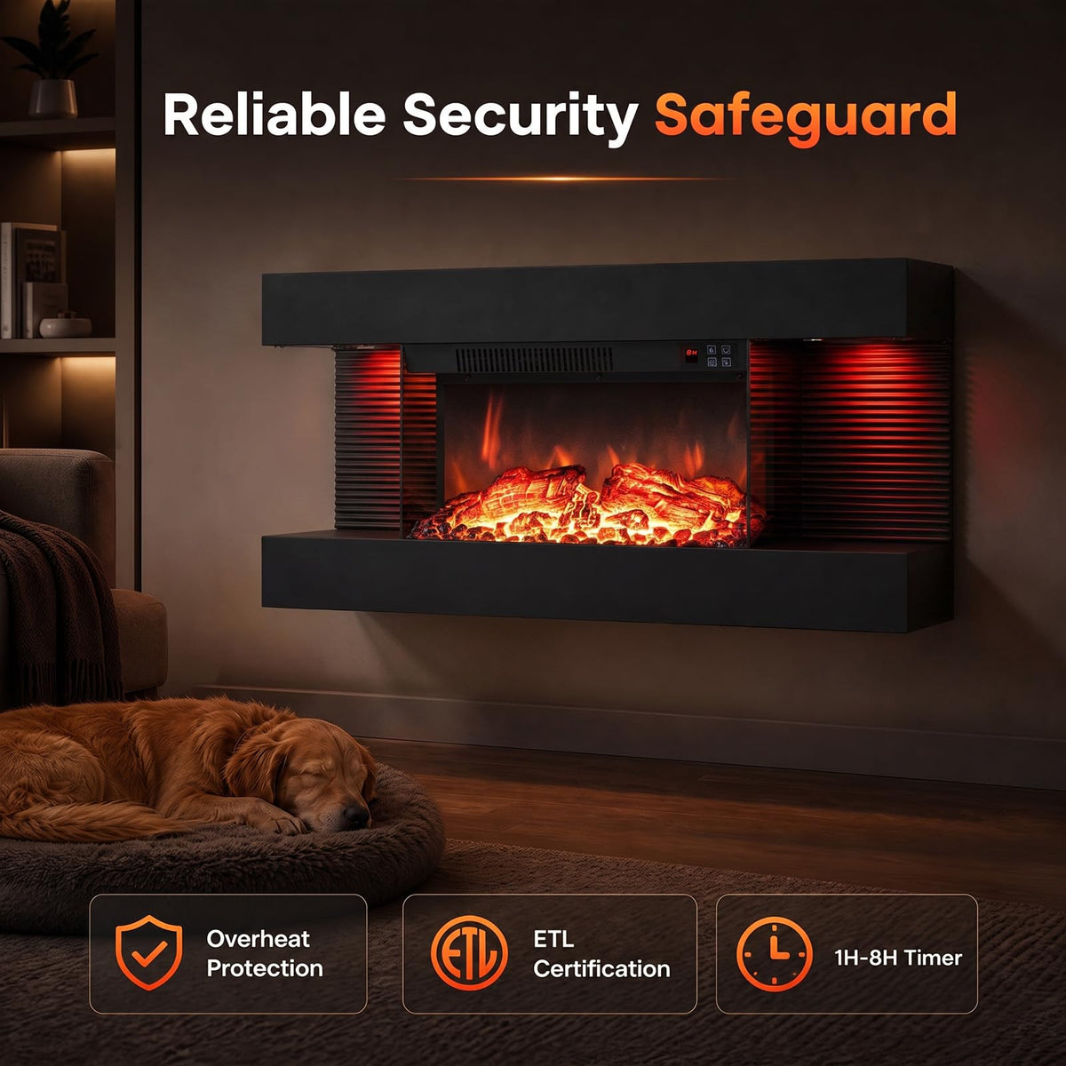 Tangkula 18"/26"/36"/46" 3-Sided WiFi Electric Fireplace with 32"/40"/50"/60" Floating Mantel