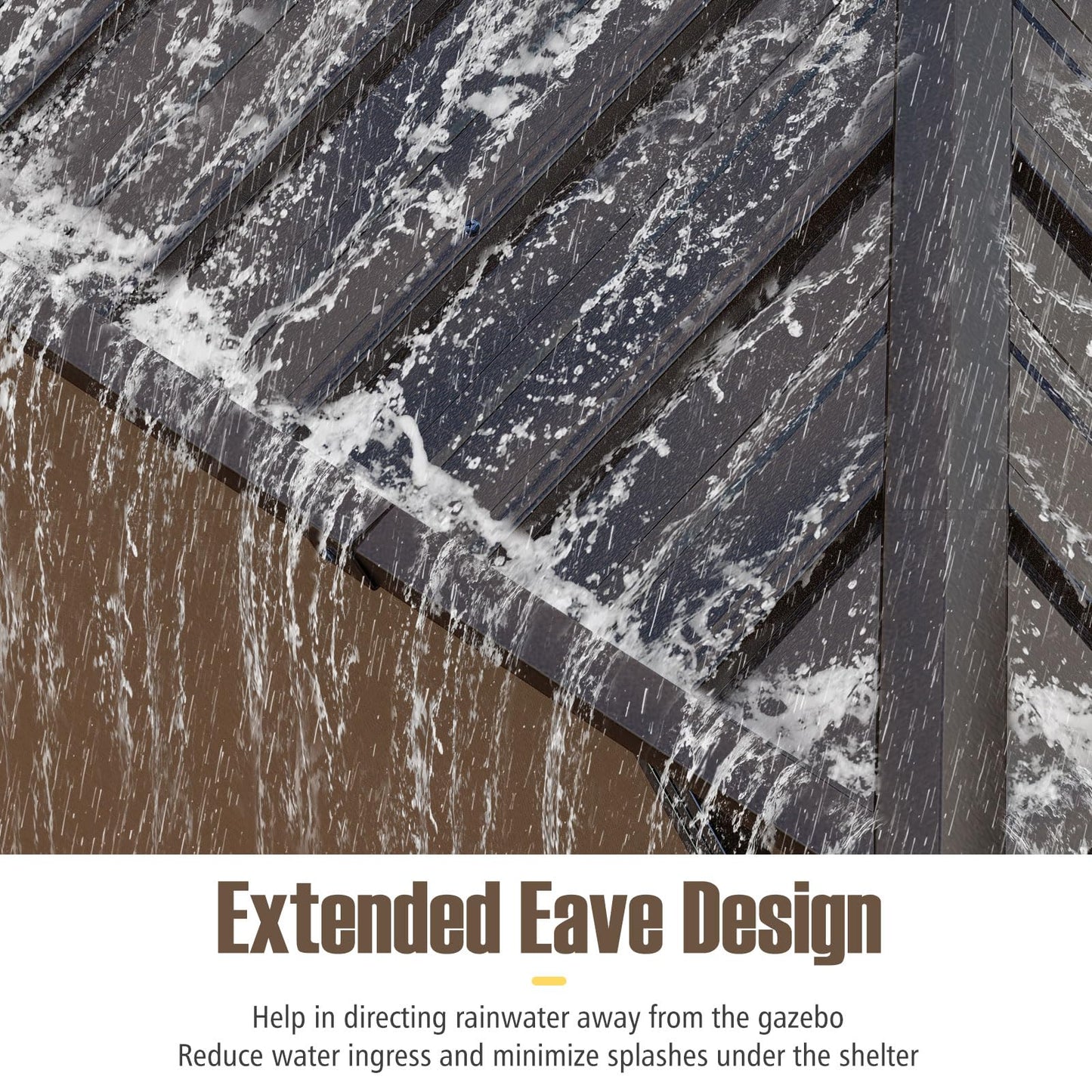 Tangkula Aluminum Frame Permanent Pavilion with Curtains