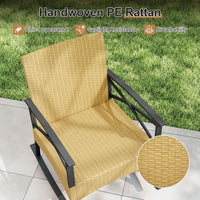 Tangkula Lot de 3 fauteuils à bascule robustes en rotin avec coussins