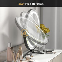 Tangkula Miroir de courtoisie de 16 po avec lumières, miroir de maquillage lumineux à LED à 3 couleurs à intensité variable avec écran tactile