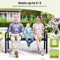 Tangkula Metal Patio Park Bench with Curved Armrests