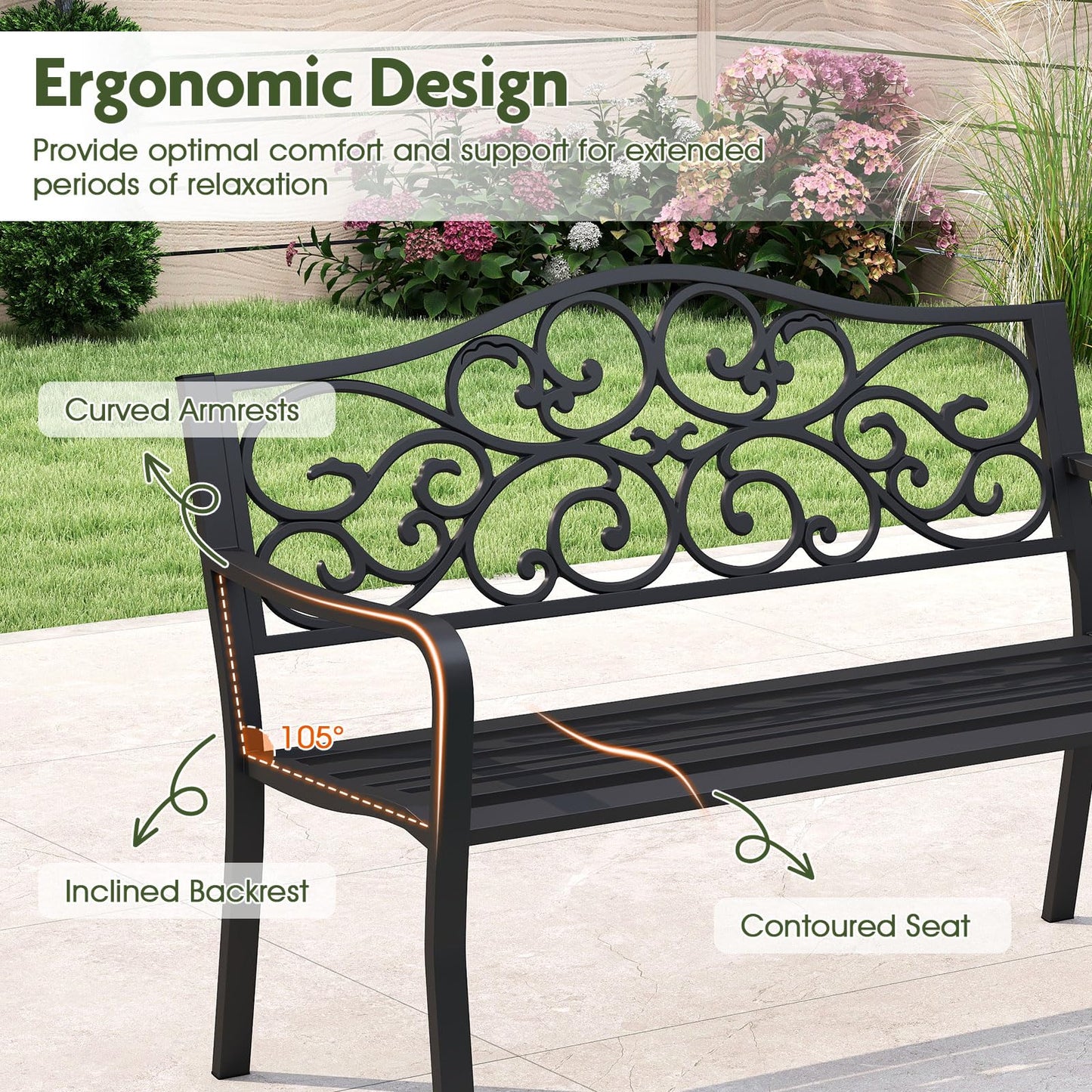 Tangkula 50 Inches Outdoor Garden Bench