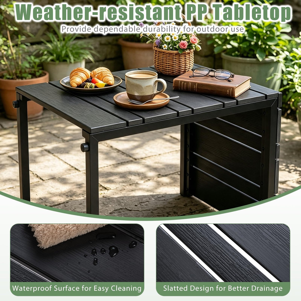 Tangkula C-Shaped Side Table with Wood Plastic Tabletop(1/2)