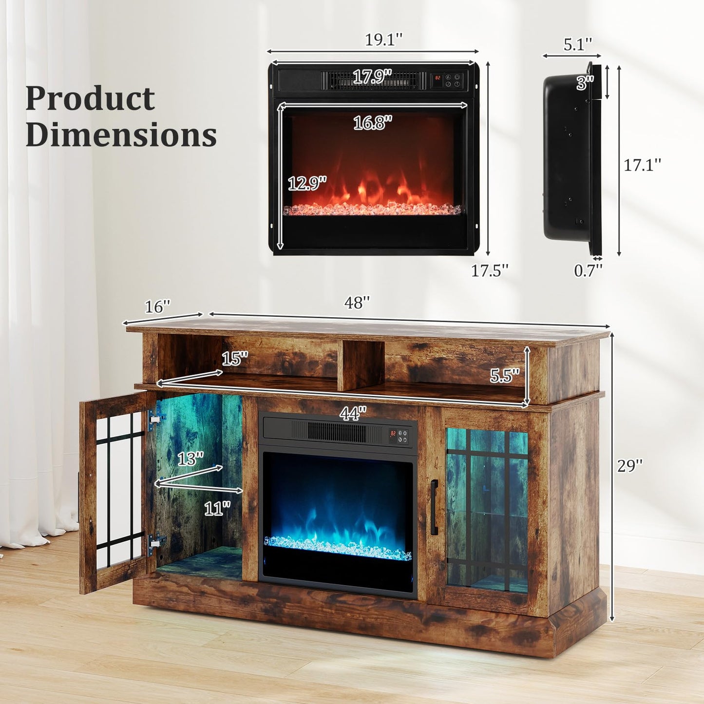 Tangkula Fireplace TV Stand for 40 Inch TV
