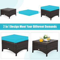5 Pieces Patio Furniture Set, Outdoor Rattan Conversation Sofa Set with Loveseat
