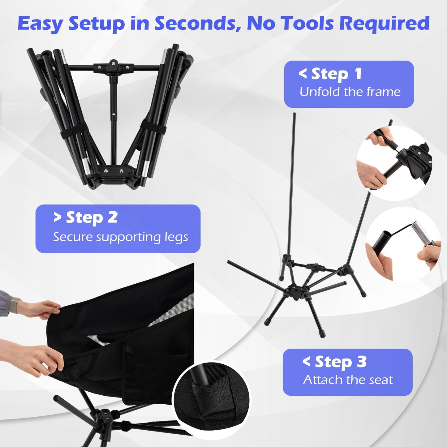 Tangkula Portable High Back Camping Chairs Set for Backpacking Hiking Beach Travel