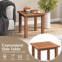 Tangkula Square Outdoor Side Table w/Slatted Tabletop