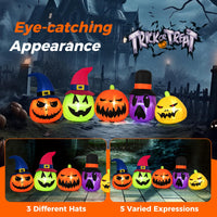 Tangkula 9 FT Inflatable Halloween Pumpkin Patch Family, Blow up Yard Decoration with Built-in LED Lights and Witch Hats
