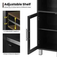 Tangkula Tall Bathroom Cabinet, Home Bedroom Living Room Wood Linen Storage Cabinet Free Standing