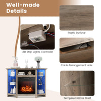 Tangkula Fireplace Corner TV Stand with LED Lights & Smart APP Control for 50 Inches TV