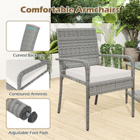 Tangkula 3 Pieces Patio Furniture Set with 2 Tier Tempered Glass Tabletop Table