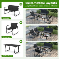 Tangkula 4/8 Piece Patio Furniture Set with Mesh Seat Fabric & Tempered Glass Tabletop
