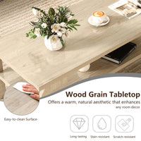 Tangkula 2 Tier Coffee Table with Large Tabletop for Living Room