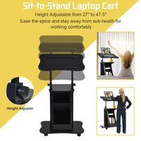 Tangkula Mobile Laptop Podium with Swivel Top Movable Wheels & Storage