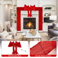Tangkula Pre-Lit Christmas Doorway Arch w/Bow, LED Lighted Festive Door Decoration w/ 240 Red LED Lights