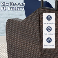 Tangkula PE Rattan Patio Daybed with Retractable Canopy