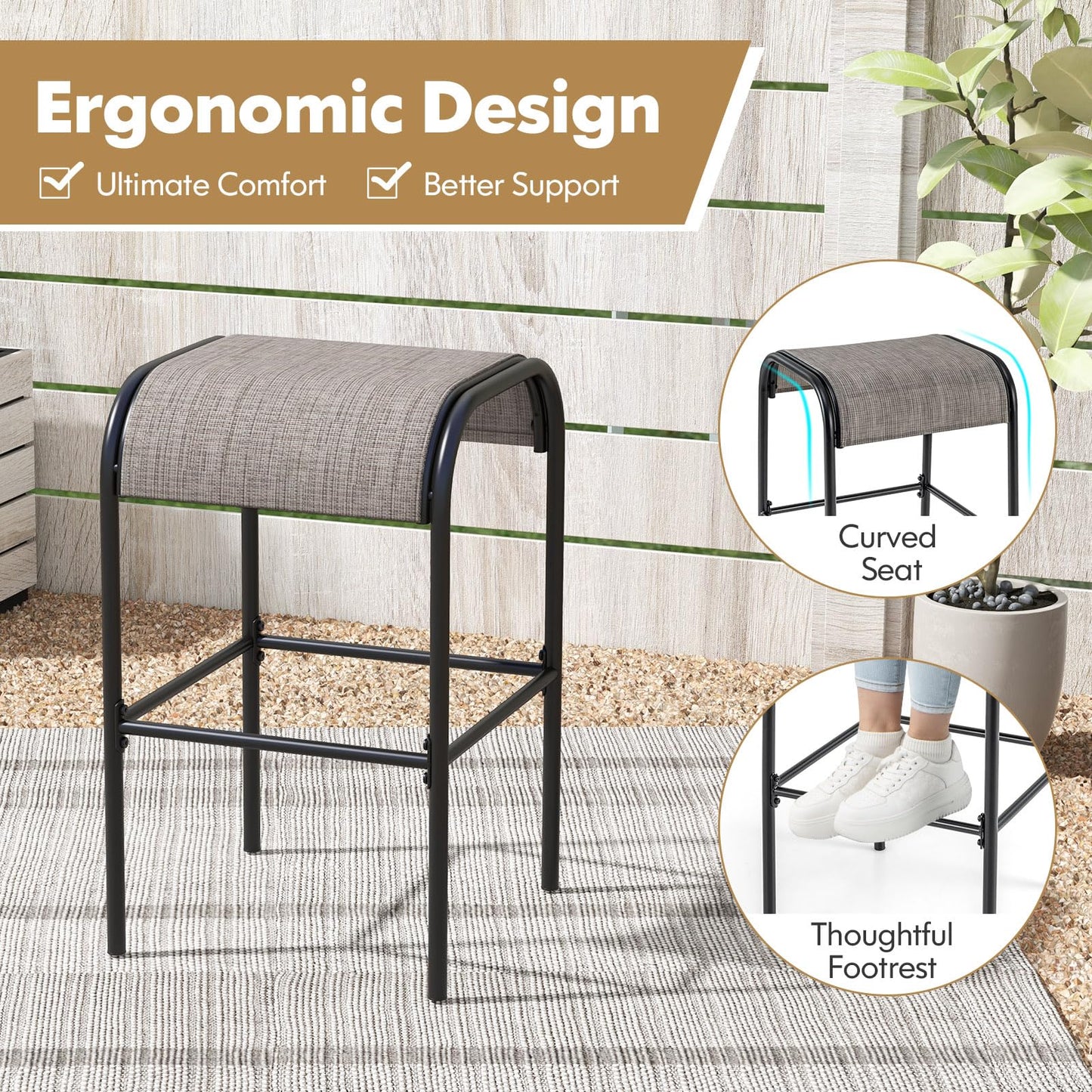 Tangkula 3 Piece Patio Dining Set for Lawn Yard Poolside Garden