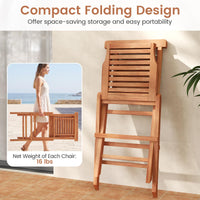 Tangkula Teak Wood Folding Patio Chairs Set of 2/4(25" x 19" x 35.5")