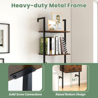 Tangkula 5-Tier Ladder Bookcase with Drawer and Metal Frame for Study Home Office