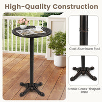 Tangkula Table de bar ronde d'extérieur 61 cm pour jardin, véranda, balcon ou bord de piscine