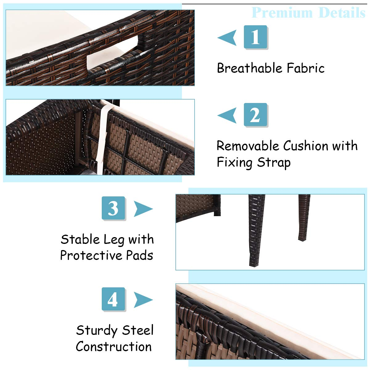 3 PCS Outdoor Rattan Dining Set  - Tangkula