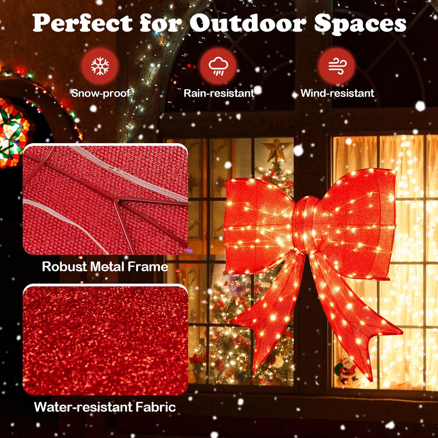 Tangkula 37” Lighted Christmas Bow Decoration