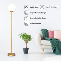 Tangkula Globe Floor Lamp, Mid Century Modern Standing Lamp with Acrylic Lampshade (Gold)